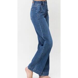 NWT Judy Blue High Rise Double Button Denim Jeans Blue Size 13/31